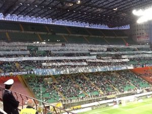 Taunts from Curva Nord: Ricky and Schelotto targets