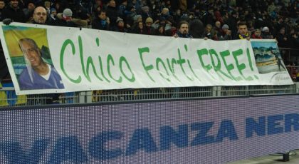 Inter-fans show support for Enrico Forti