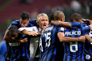 Mancini Inter celebrating