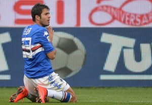 Sampdoria's Martin Citadin Eder reacts during their Serie A soccer match Sampdoria-Cesena at the Luigi Ferraris stadium in Genoa, Italy, 18 april 2015. ANSA/LUCA ZENNARO