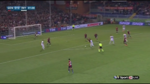 The only time that Inter used the abovementioned Target man tactic, Inter found a dangerous shot, through Medel.