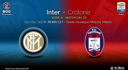 OFFICIAL – Starting Line-ups Inter vs Crotone: Eder in for Icardi, Dalbert replaces Cancelo