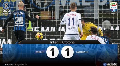 WATCH – Highlights – Inter 1 – 1 Crotone: Another Draw
