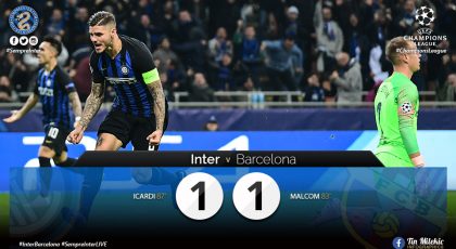 WATCH – Highlights – Inter 1 – 1 FC Barcelona: In The Nick Of Time