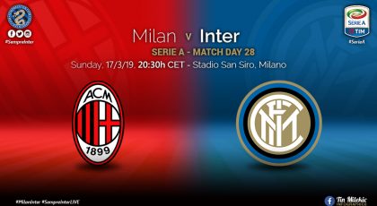 OFFICIAL – Starting Lineups AC Milan vs Inter: Gagliardini & Vecino Start