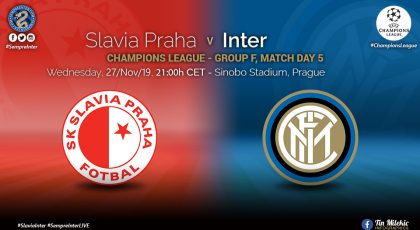 OFFICIAL – Starting Lineup Slavia Prague Vs Inter: Borja Valero Starts For First Time This Season