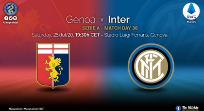 Official – Starting Lineups Genoa Vs Inter: Lautaro Martinez & Andrea Ranocchia Start