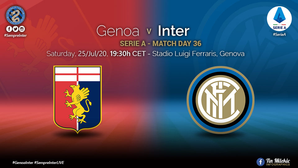 Official – Starting Lineups Genoa Vs Inter: Lautaro Martinez & Andrea Ranocchia Start