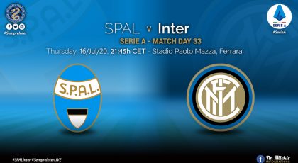 Official – Starting Lineups SPAL Vs Inter: Andrea Ranocchia, Milan Skriniar & Christian Eriksen Start