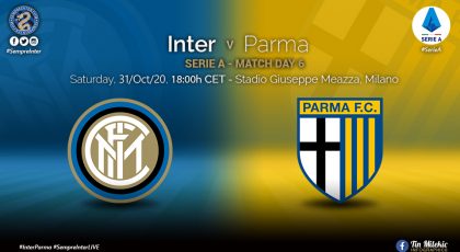 Official – Starting Lineups Inter Vs Parma: Ranocchia, Kolarov, Gagliardini & Perisic Start