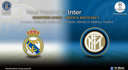 Official – Starting Lineup Real Madrid Vs Inter: Ivan Perisic & Marcelo Brozovic Start