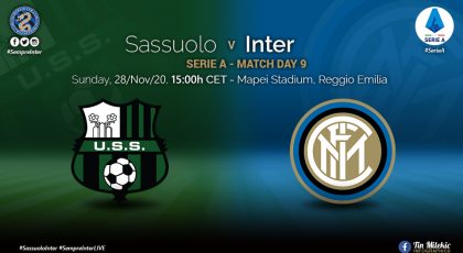 Official – Starting Lineups Inter Vs Sassuolo: Alexis Sanchez, Ivan Perisic & Roberto Gagliardini Start