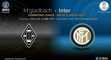 Official – Borussia Monchengladbach Vs Inter: Romelu Lukaku, Matteo Darmian & Marcelo Brozovic Start