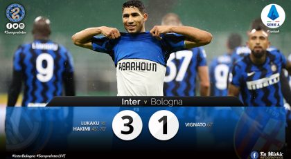 Watch – Highlights Inter 3 – 1 Bologna: 3 Wins In A Row In The Serie A For The Nerazzurri