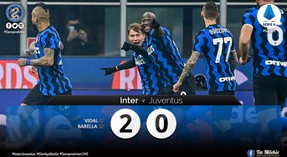 Video – Inter 2 – 0 Juventus: Arturo Vidal & Nicolo Barella Score As Nerazzurri Dominate Derby D’Italia
