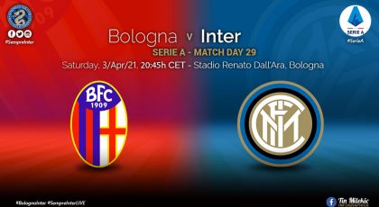 Official – Starting Lineups Bologna Vs Inter: Ashley Young & Andrea Ranocchia Start