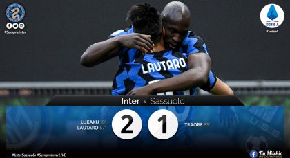 Video – Highlights Inter 2-1 Sassuolo: 11 Points Clear After 10th Consecutive Win – Serie A Title Close