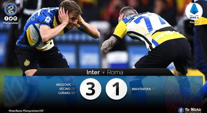 Video – Highlights Inter 3 – 1 AS Roma: Marcelo Brozovic & Romelu Lukaku Star For Nerazzurri