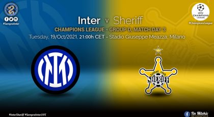 Official – Starting Lineups Inter vs FC Sheriff Tiraspol: Arturo Vidal & Denzel Dumfries Start