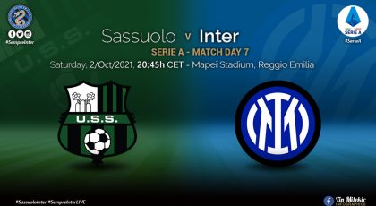 Preview – Sassuolo Vs Inter Milan: Time To Get Back To Winning Ways In Serie A