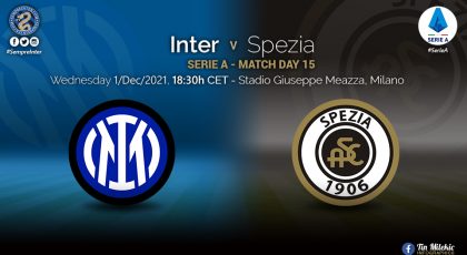 Official – Starting Lineups Inter Vs Spezia: Lautaro Martinez, Denzel Dumfries & Roberto Gagliardini Start