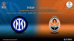 Official – Starting Lineups Inter Vs Shakhtar Donetsk: Edin Dzeko & Matteo Darmian Start
