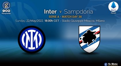 Official – Starting Lineups Inter Vs Sampdoria: Joaquin Correa & Denzel Dumfries Start