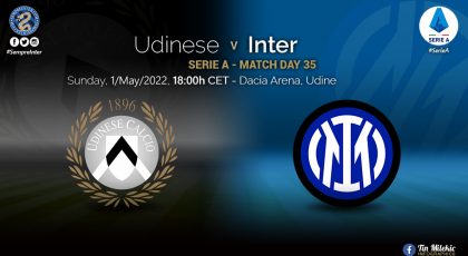 Official – Starting Lineups Udinese Vs Inter: Samir Handanovic, Matteo Darmian & Roberto Gagliardini Starts