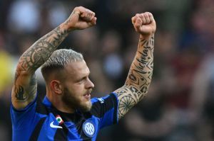 Photo – Inter Milan Wingback Federico Dimarco Celebrates Roma Win In Serie A