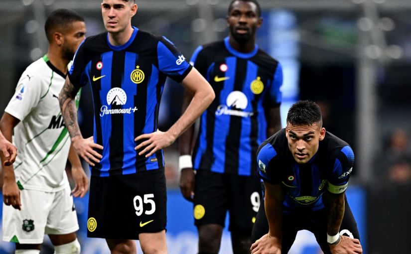 Inter Milan Defender Alessandro Bastoni Lautaro Martinez Marcus Thuram