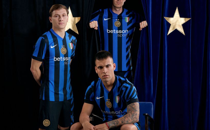 Alessandro Bastoni Lautaro Martinez Nicolo Barella Inter Milan New Home Shirt 2024-2025