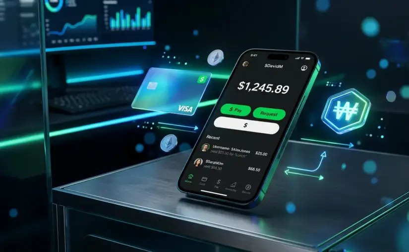 Digital payment mobile interface showing Cash App for casino transactions with modern tech lighting
