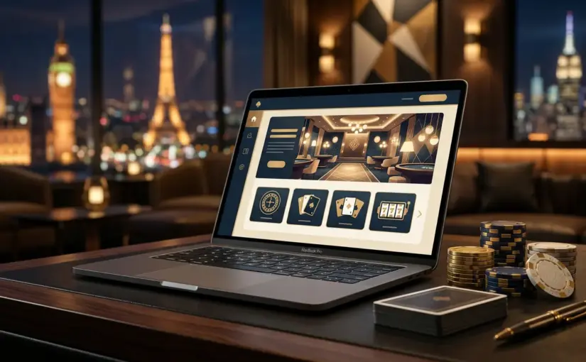Premium online casino interface showcasing international gaming options with sophisticated design elements