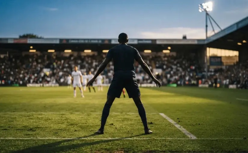 Centre-back defender in tactical position on football pitch during match