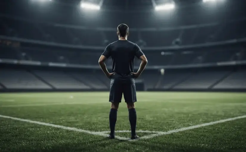 Silhouetted centre-back on a stadium pitch representing Inter’s potential move for Cristian Romero