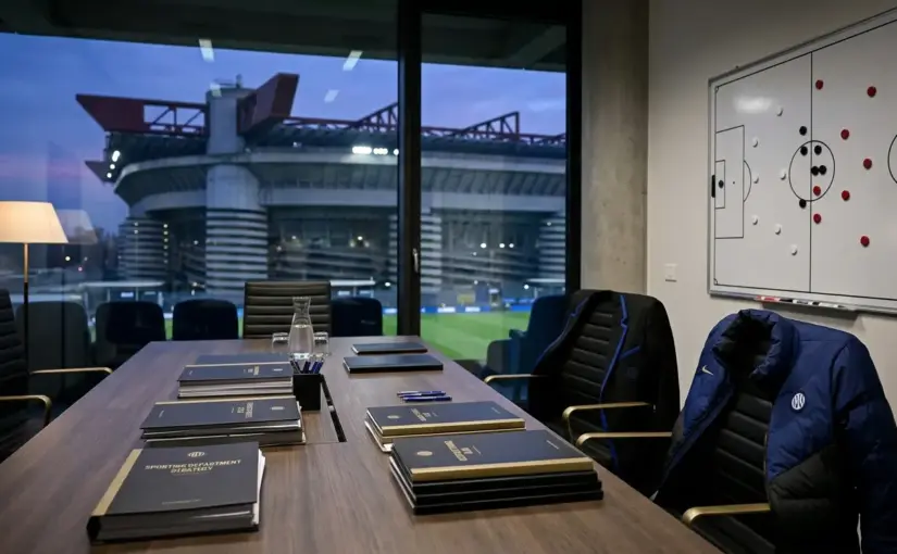 Inter-inspired football operations room symbolizing a change in sporting leadership